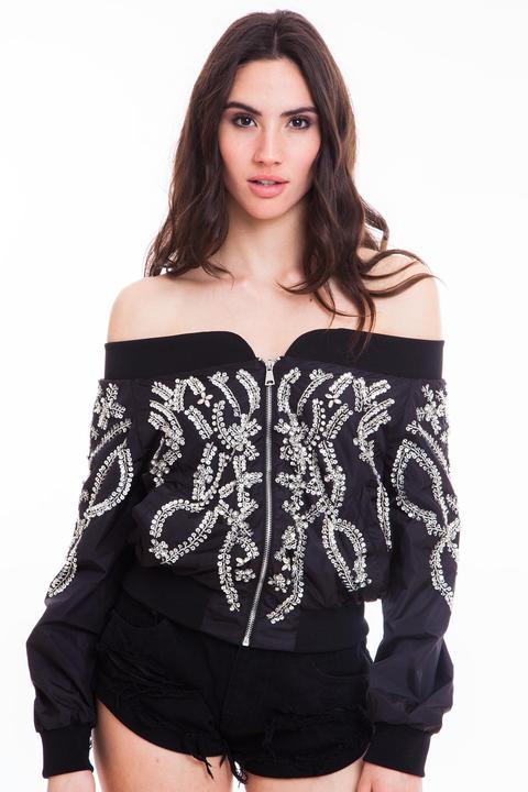 Bomber Lentejuelas Escote Barco