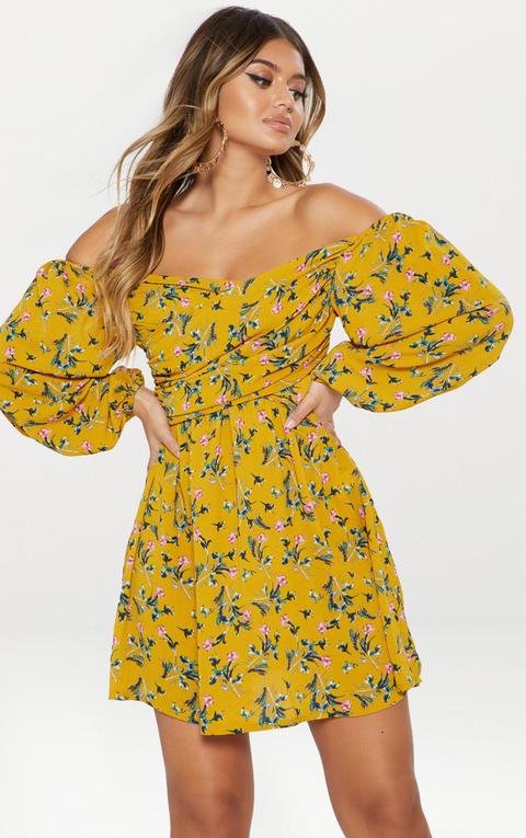 mustard swing dress