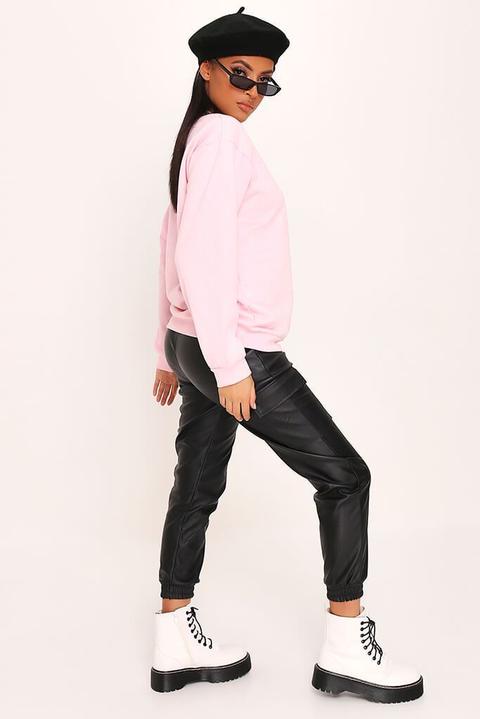 Pink Don’t Settle Oversized Crew Sweatshirt