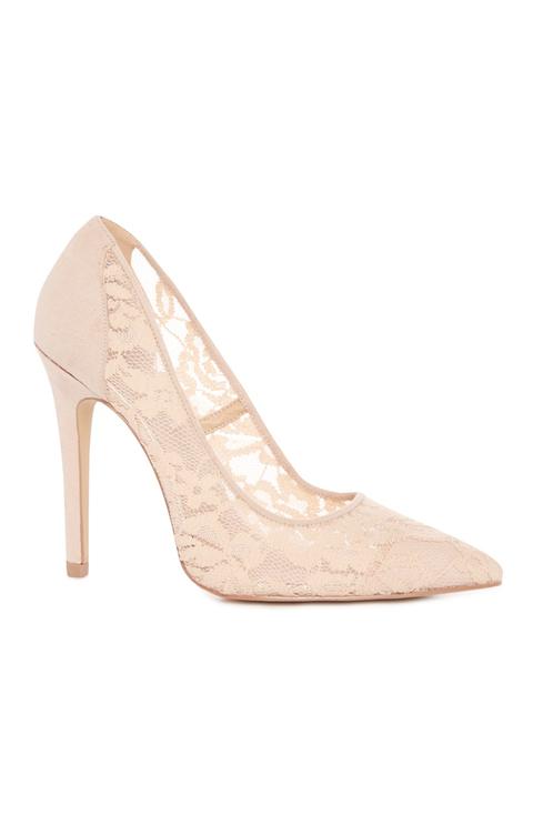 Pale Pink Lace Court Shoe