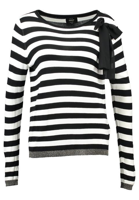 Only Onlmila Maglione Black/w White Stripes/black Bow