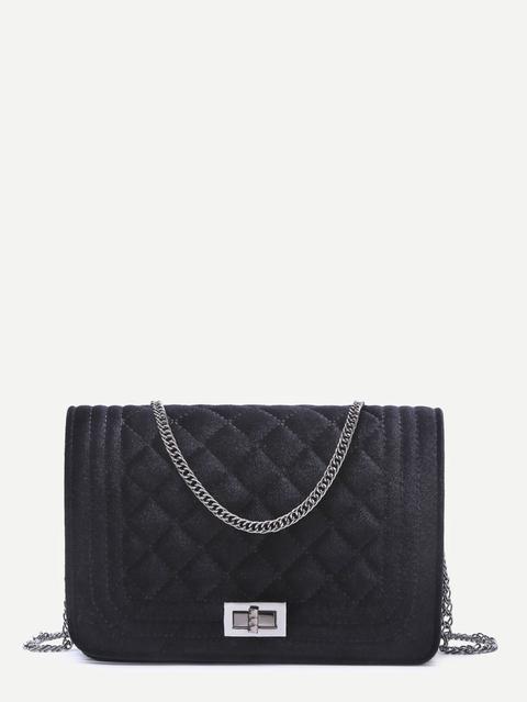 Black Velvet Quilted Mini Flap Chain Bag