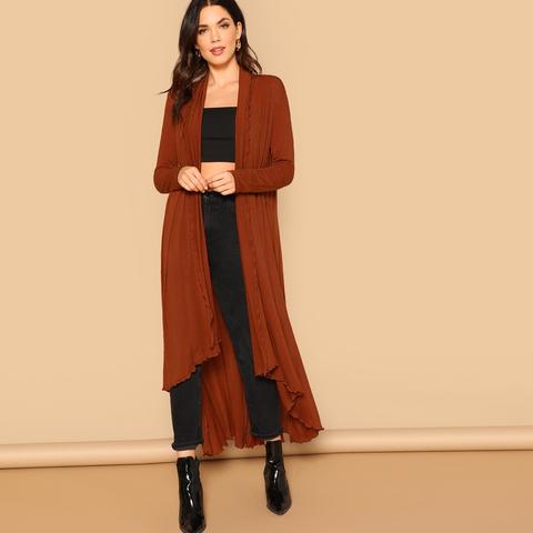 Cappotto Lungo Con Bordo A Lattuga