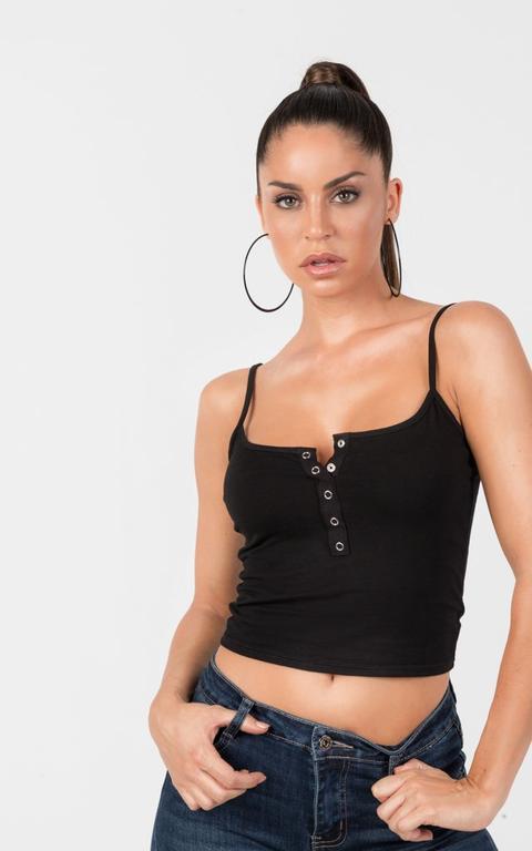 Button Front Cami Crop Top