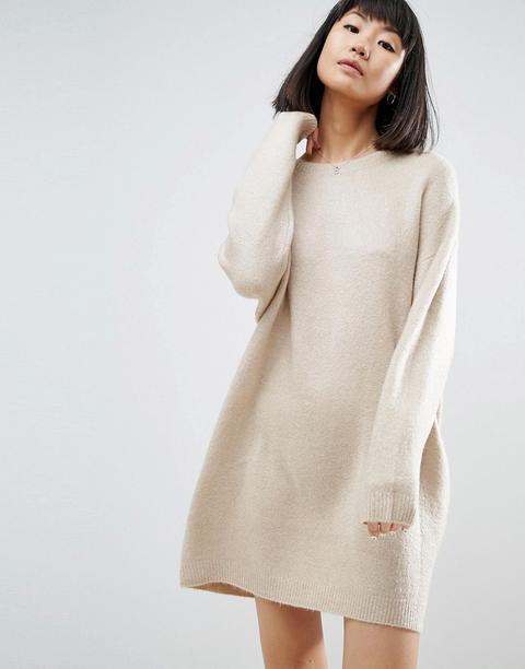 Asos - Vestito In Maglia Girocollo In Soffice Filato - Pietra