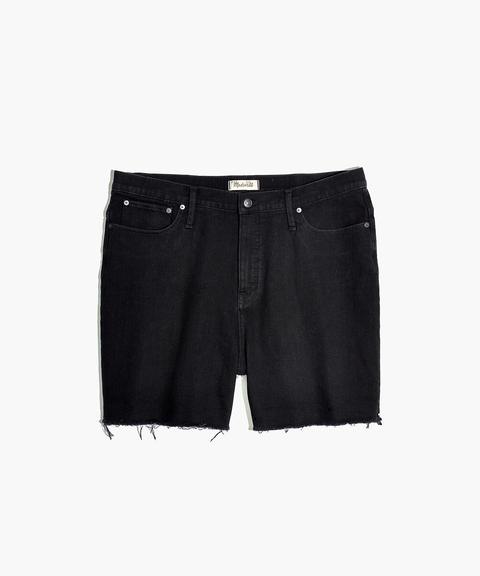 Curvy High-rise Denim Shorts In Black Frost: Raw-hem Edition