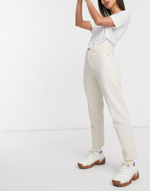 Monki Taiki High Waist Mom Jeans With Organic Cotton In Ecru-white