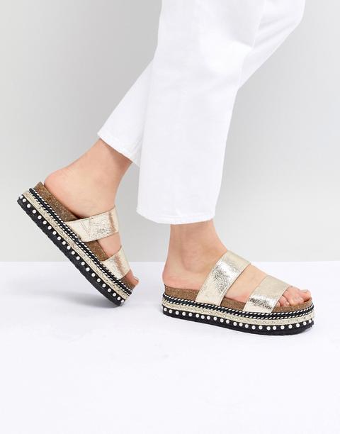 Sandalias Con Plataforma Plana Y Detalle De Tachuelas De River Island