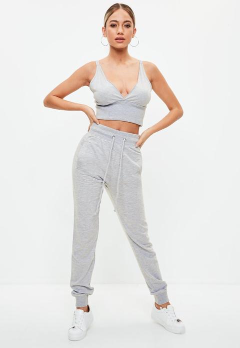 Grey Bralet & Joggers Lounge Set, Grey