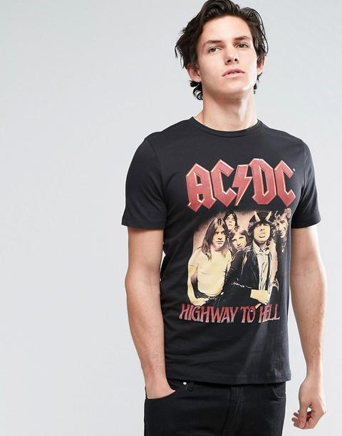 Jack & Jones - Core - T-shirt Con Scritta "acdc - Nero