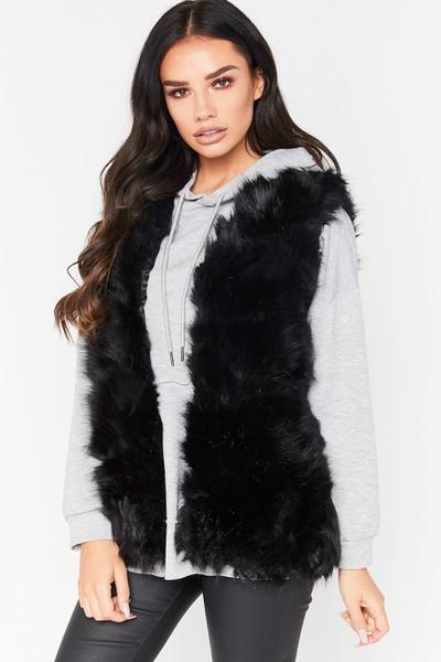 Candice Black Faux Fur Gilet