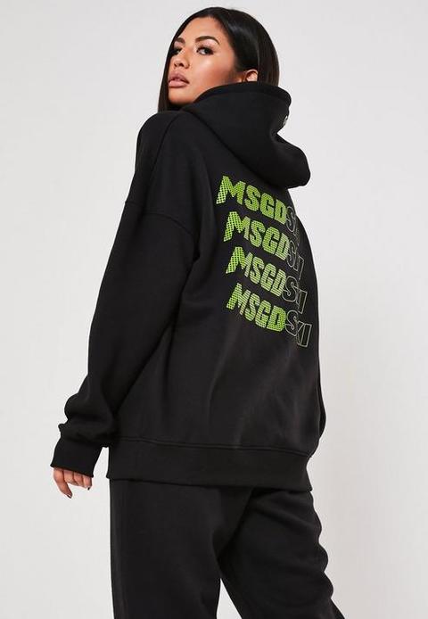 Msgd Ski Black Co Ord Contrast Graphic Hoodie, Black