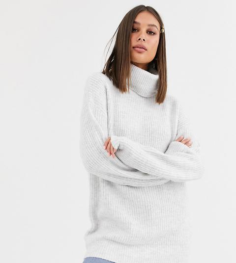 New Look Tall Slouchy Roll Neck Jumper In Light Grey