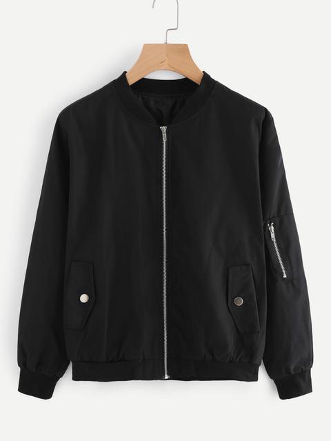 Cazadora Bomber Ribete De Canalé