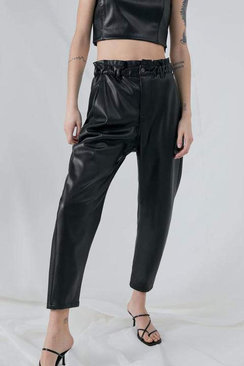 Minx - High Waisted Faux Leather Wide Leg Trousers in Black | Showpo USA