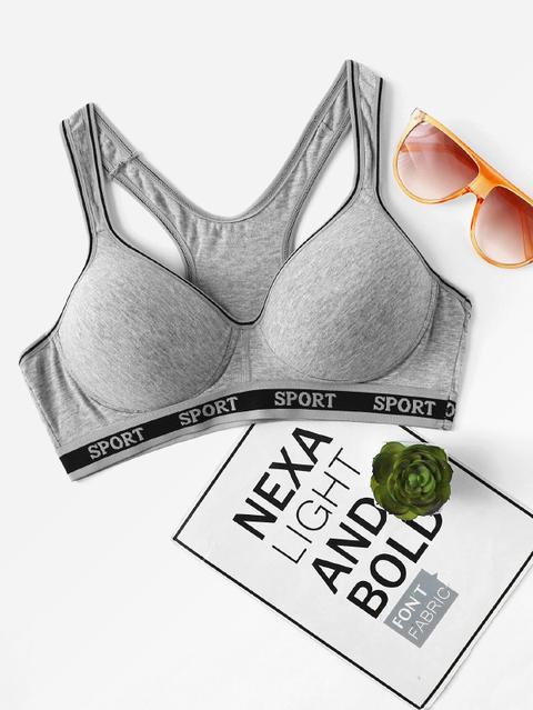 Sport Lettera Reggiseno Sportivo Grigio Biancheria