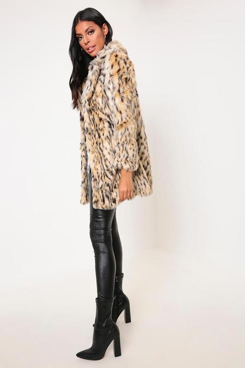Leopard Print Shaggy Faux Fur Coat