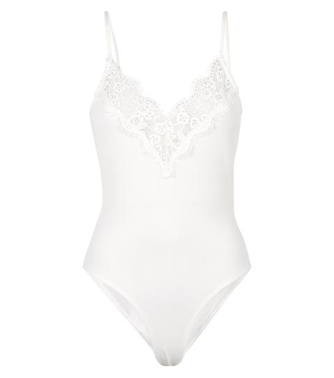 white lace trim bodysuit