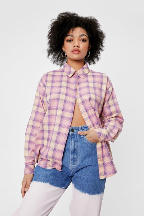 Womens Petite Check Button Up Shirt