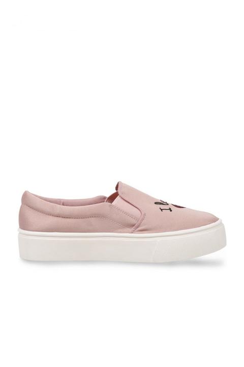 Scarpe Slip On Rosa Con Ricami