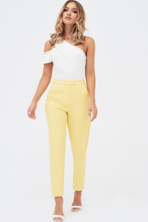 Lavish Alice Tailored Trousers In Yellow Uk 10
