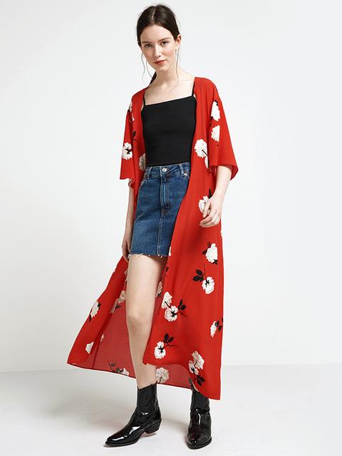 Red Elba Longline Kimono