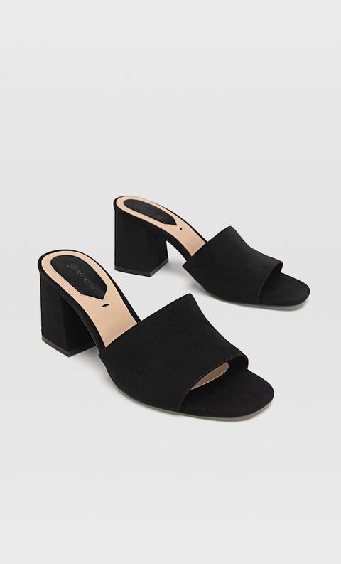 Stradivarius Join Life - Sandali Neri Bassi Con Tacco Femminile Nero 41