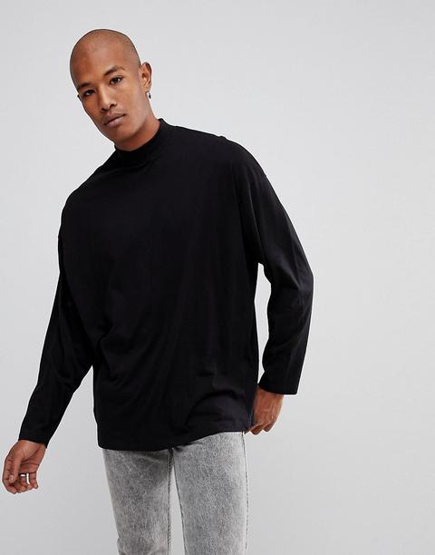 Asos - Maglia Con Collo A Lupetto Super Oversize A Maniche Lunghe Nera - Nero