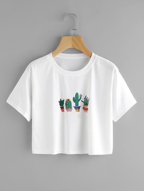 T-shirt Crop Con Disegno