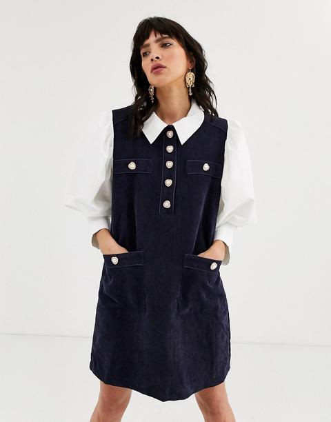 asos cord pinafore dress