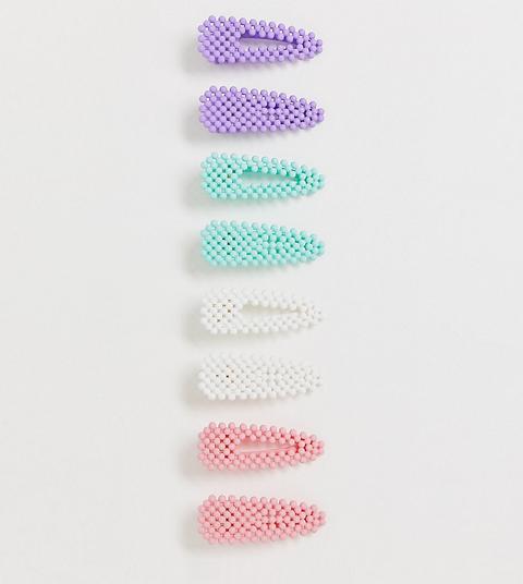 Pack De 8 Horquillas Con Cuentas En Color Pastel De Asos Design-multicolor