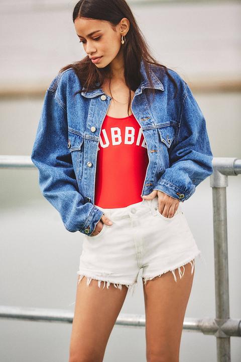 Bdg Cheeky White Raw Hem Denim Shorts - Womens 28w
