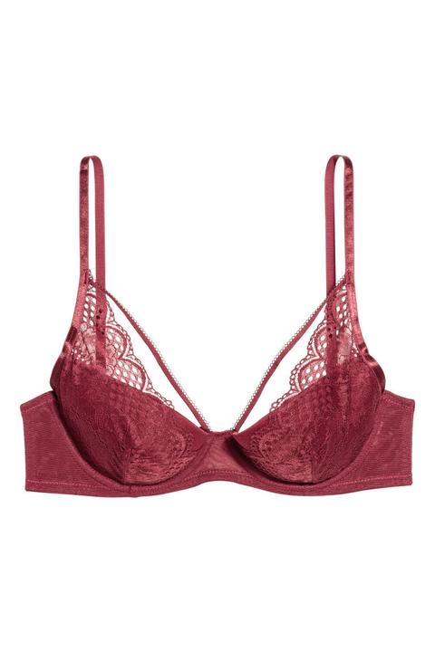 H & M - Reggiseno Imbottito In Pizzo - Rosso