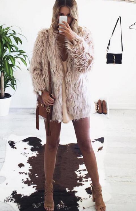 Portofino Faux Fur Jacket Blush