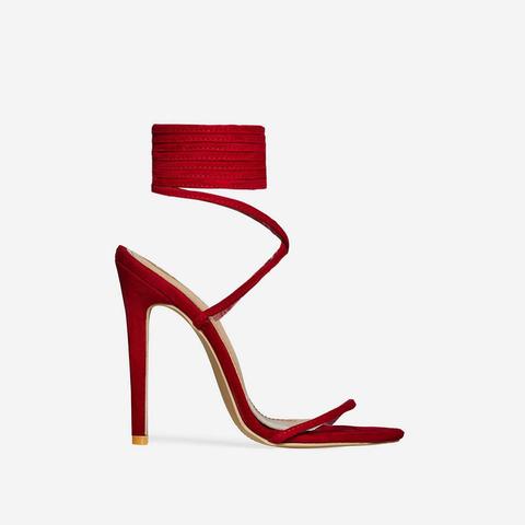 Ali Lace Up Heel In Red Faux Suede, Red