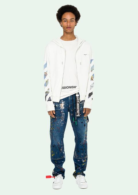 Diag Multicolor Zipped Hoodie