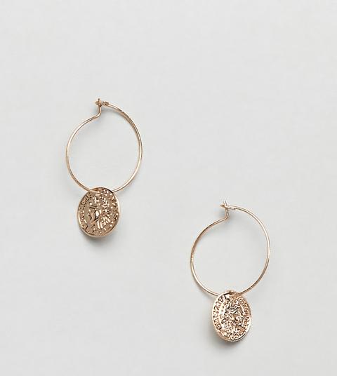 Missguided Mini Coin Drop Hoops In Gold - Gold