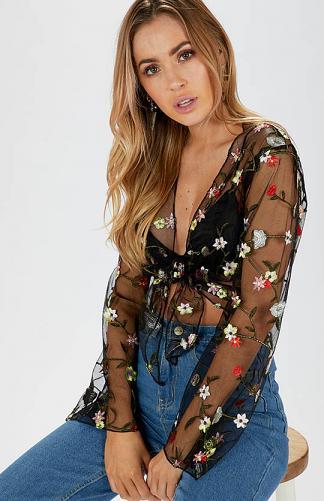 Dacey Top - Black Floral
