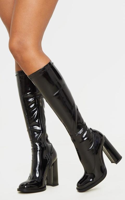 black knee high block heel boots