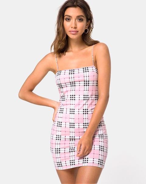 pink plaid bodycon dress