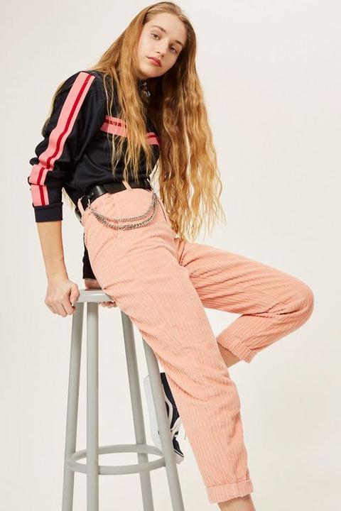 Womens Corduroy High Waisted Peg Trousers - Pink, Pink