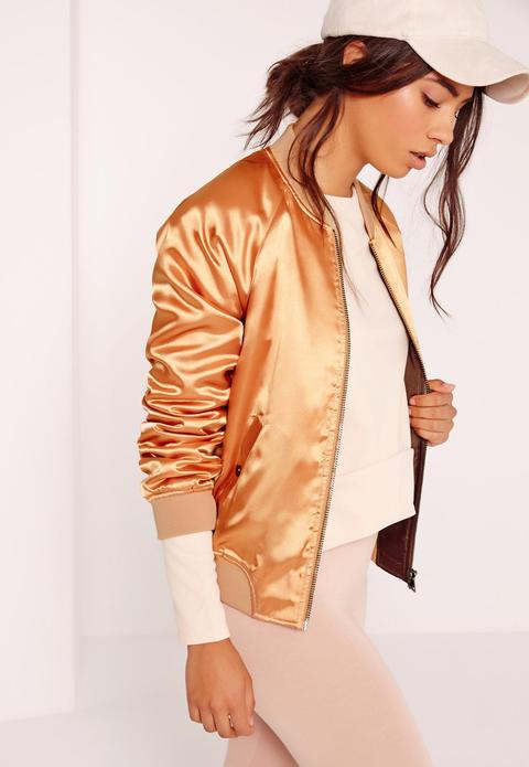 Premium Satin Bomber Jacket Gold, Gold