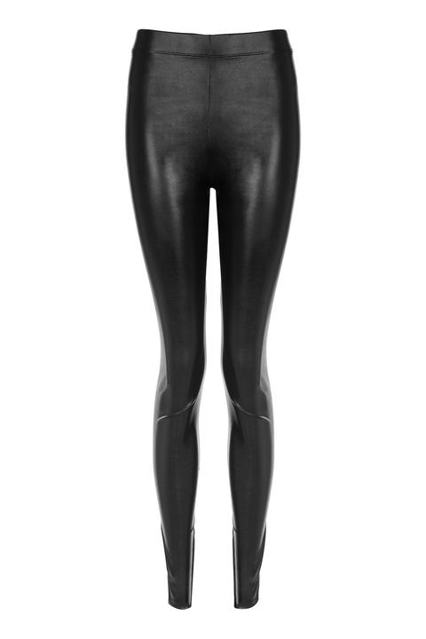 Womens Tall Wet-look Leggings - Black, Black