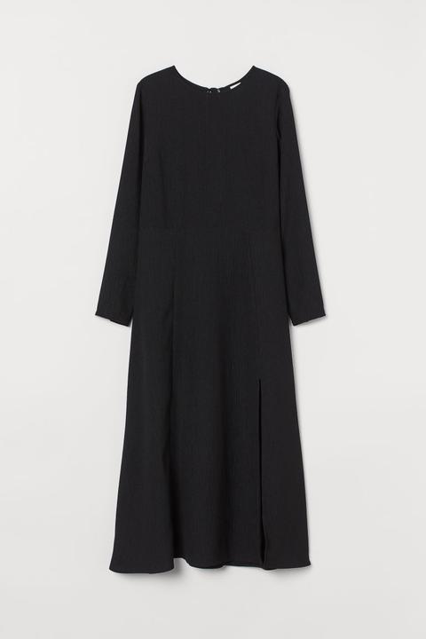 Vestido Con Abertura - Negro