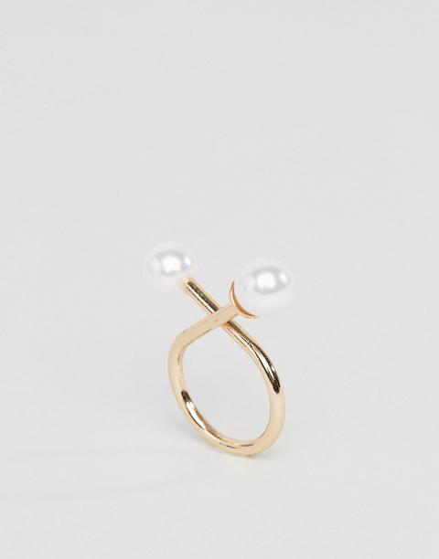 Asos - Anello Attorcigliato Con Perle - Oro