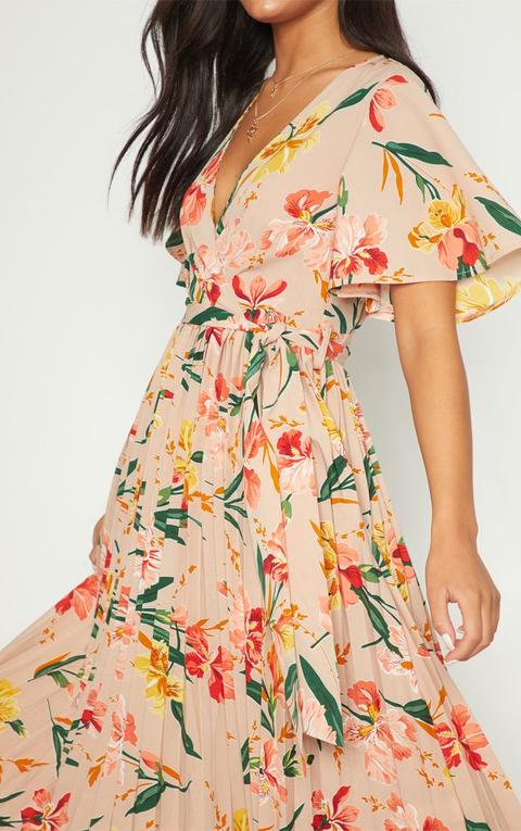 floral pleated midi dress