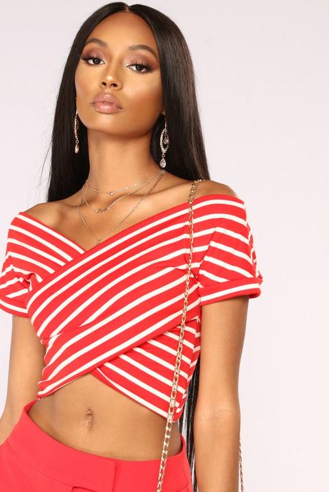 Superlove Short Sleeve Crop Top - Red