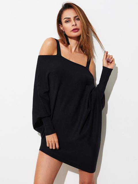 Cold Shoulder Gigot Sleeve Oversized Knitwear