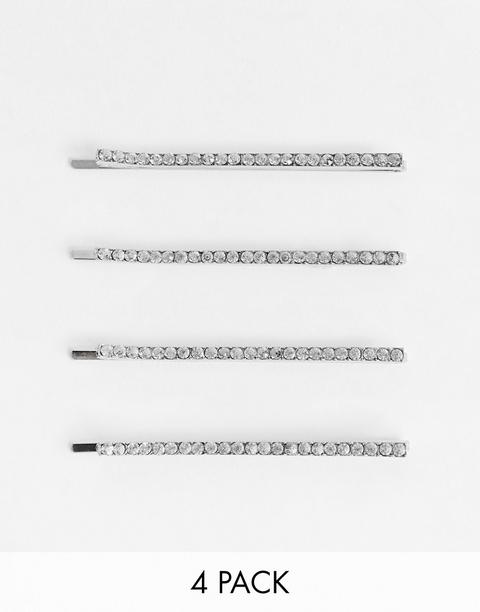 Asos Design - Lot De 4 Barrettes Extra-longues En Cristaux - Multi