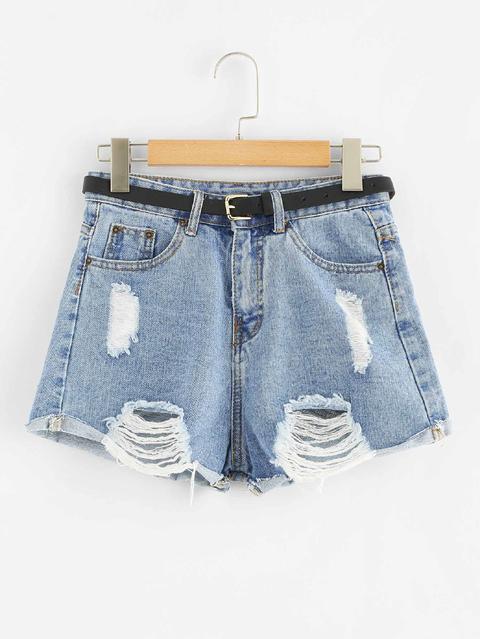 Shorts Denim Rotos Desteñido